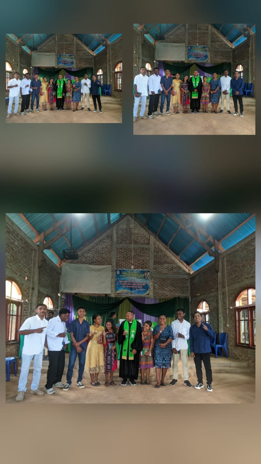 MAHASISWA KBPM UNTRIB DESA MANETWATI  MELAKUKAN IBADA BERSAMA DI GEREJA GMIT EBENEZER MANETWATI.