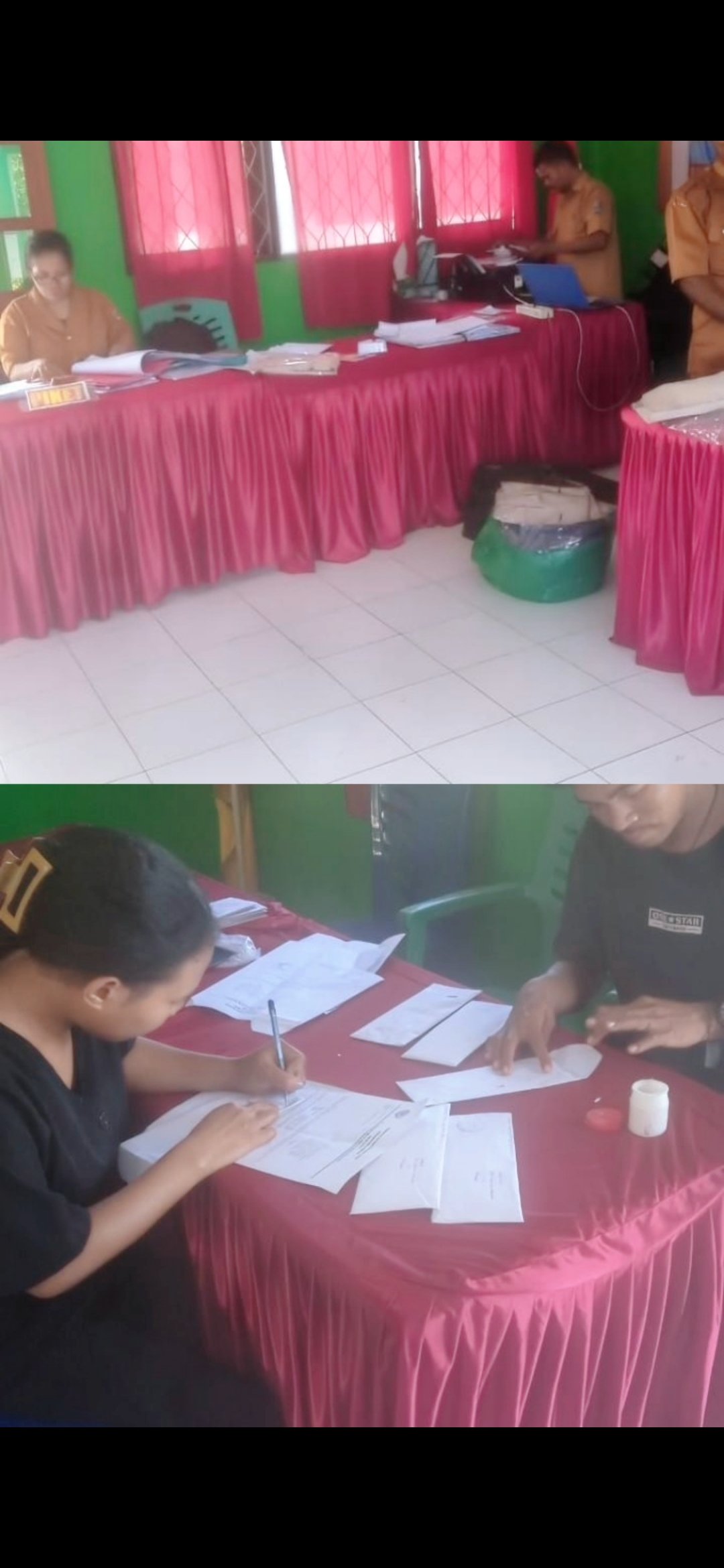 Mahasiswa KBPM UNTRIB Desa Luba Bersama Aparat Desa Menyusun Surat Pemberitahuan Perkara