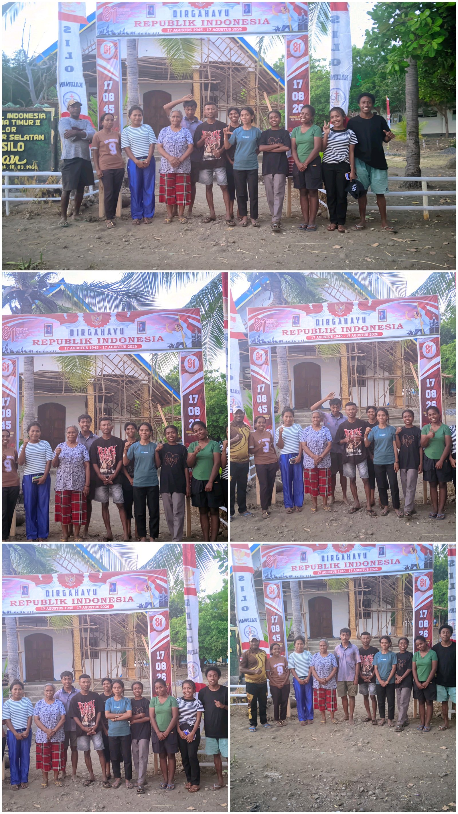 KEGIATAN PEMBUATAN GAPURA HUT RI KE 81 DI GEREJA SILO KALUNAN