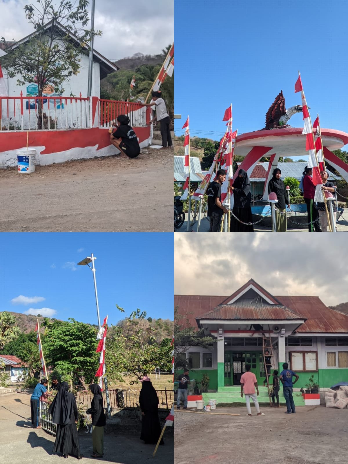 MAHASISWA KBPM UNTRIB KALABAHI LAKSANAKAN KEGIATAN PENGECATAN DAN PEMASANGAN UMBUL-UMBUL MENYAMBUT HUT KE-81 REPUBLIK INDONESIA