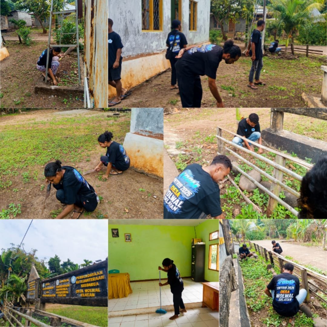 Pembersihan Halaman Kantor Desa Wolwal Selatan