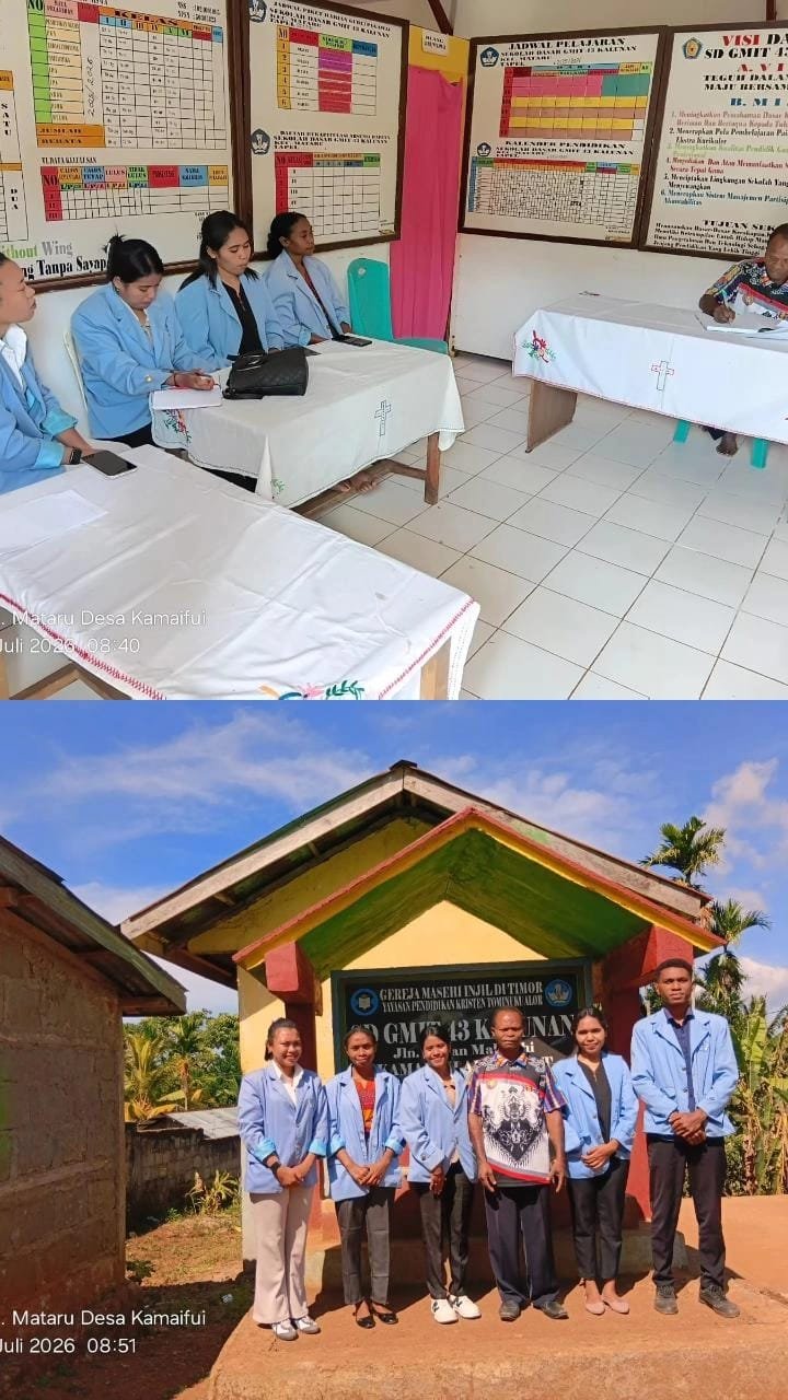 Mahasiswa FKIP KBPM UNTRIB Lapor Diri ke SD GMIT 43 Kalunan untuk Program Pendampingan Pembelajaran.