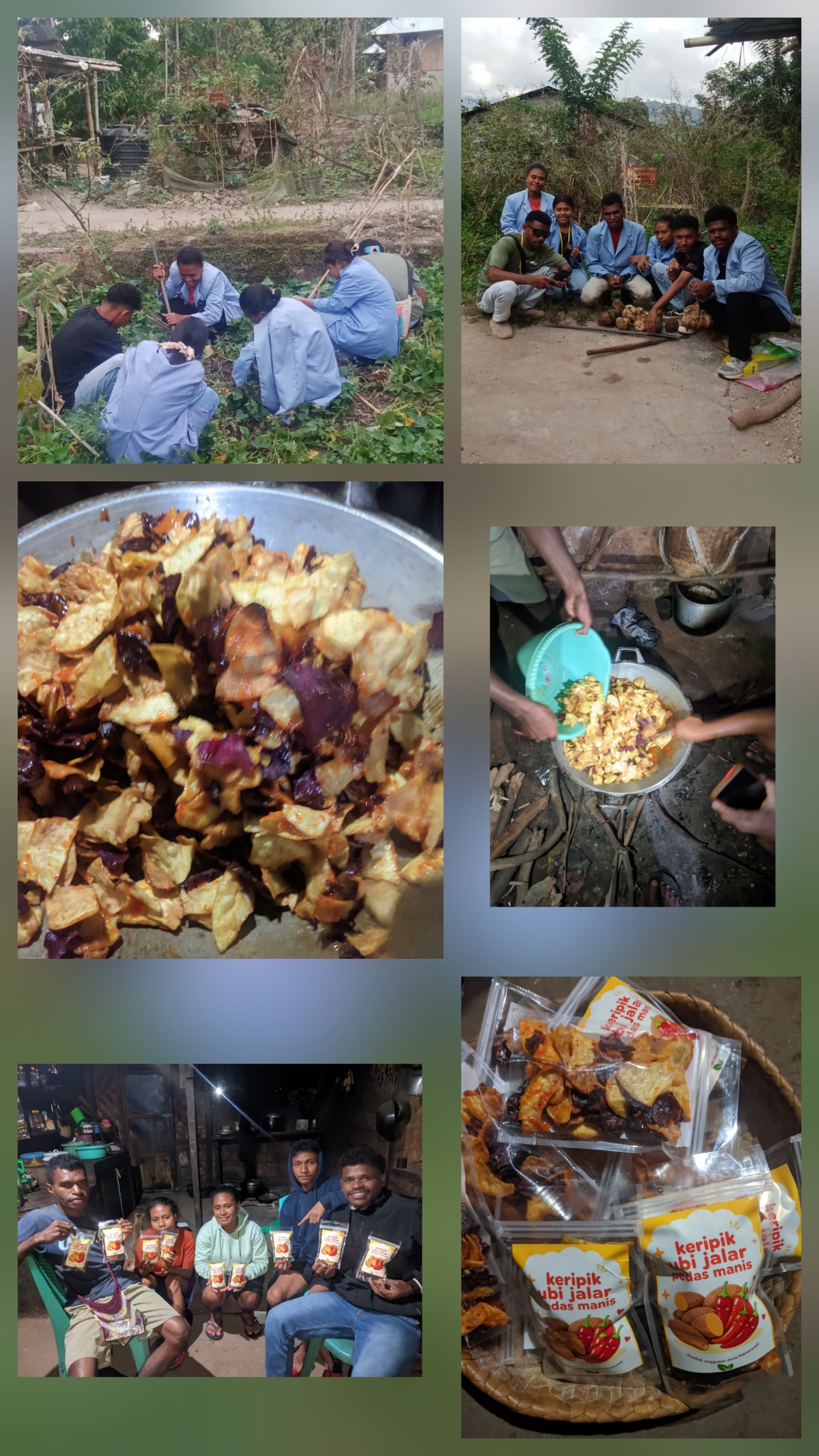 MAHASIWA KBPM UNTRIB 2026 KAMI BERHASIL MEMBUAT SALAH SATU PRODUK UNGGULAN DESA YA ITU MEMBUAT KERIPIK PEDAS MANIS DARI UBI JALAR