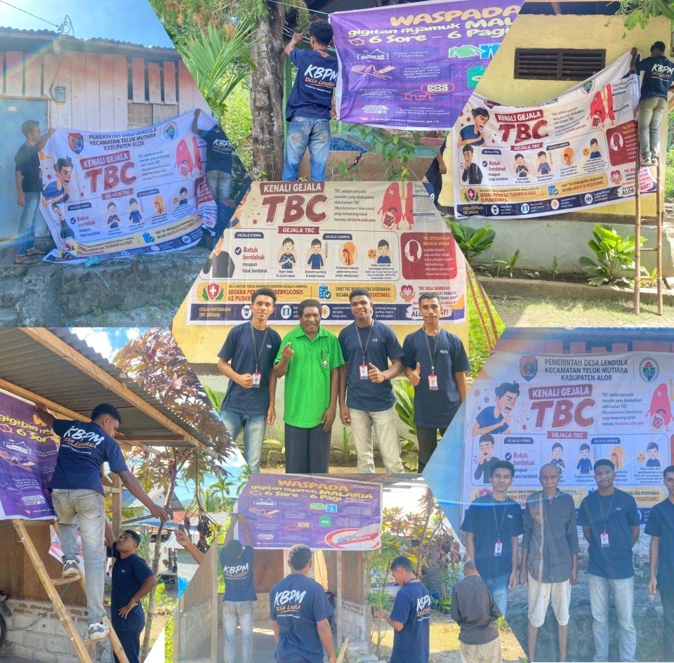 Mahasiswa KBPM Universitas Tribuana Kalabahi Pasang Baliho Pencegahan TBC dan Anti Narkoba di Desa Lendola