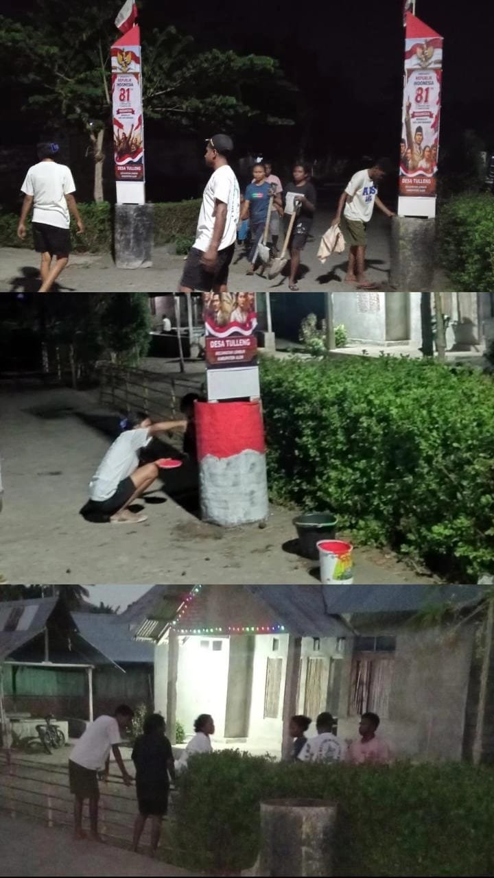 MAHASISWA KBPM UNTRIB KALABAHI BERPARTISIPASI DALAM PEMBUATAN GAPURA MENYAMBUT HUT KE-81 REPUBLIK INDONESIA